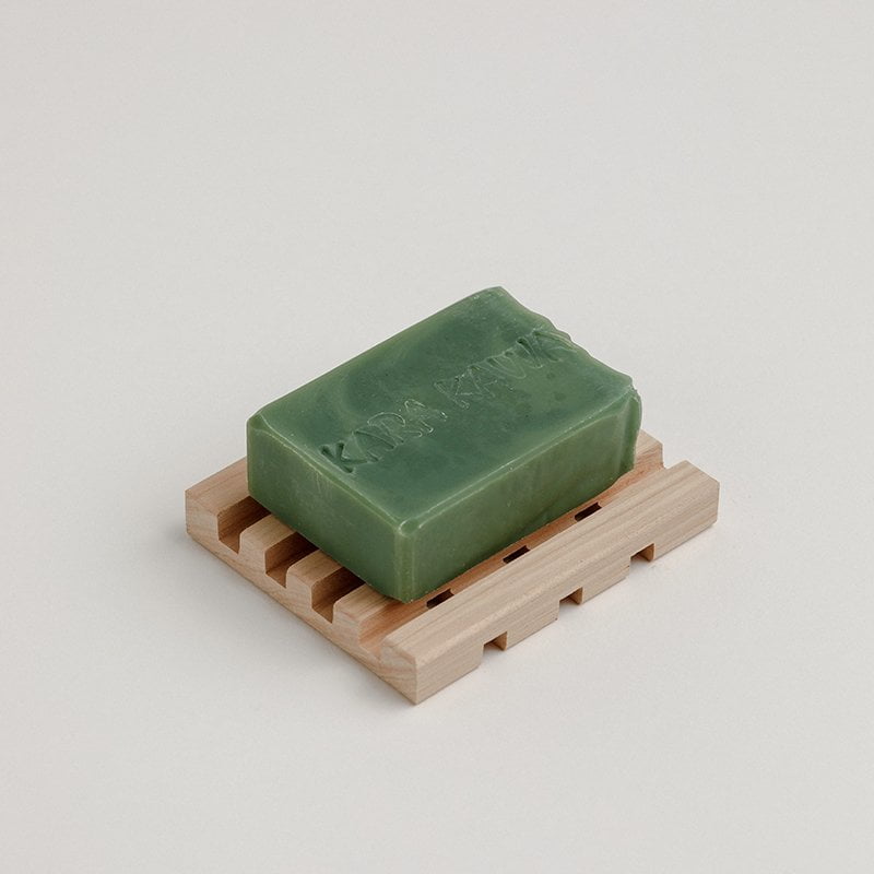 Sustainable Wooden Soap Rack with Kawakawa Soap Small